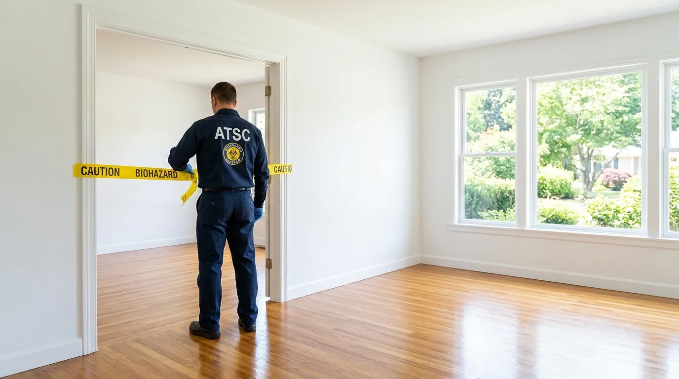 Certified biohazard cleanup crew performing Decomposition Cleanup in Hilliard